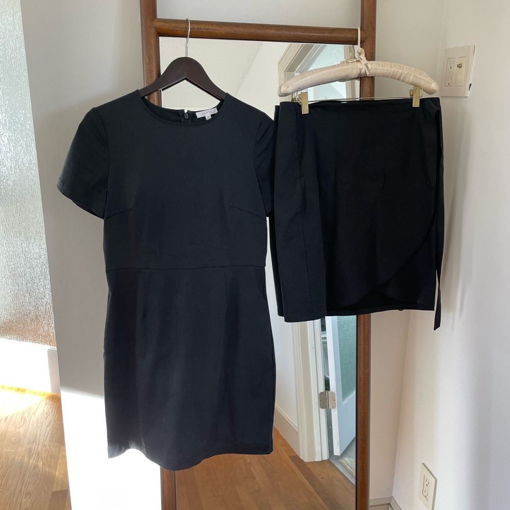 Vetta capsule black dress and skirt combo.